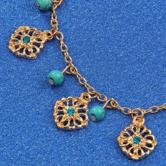 Turquoise Beaded Anklet, Boho Bohemian - Picture 9 of 9